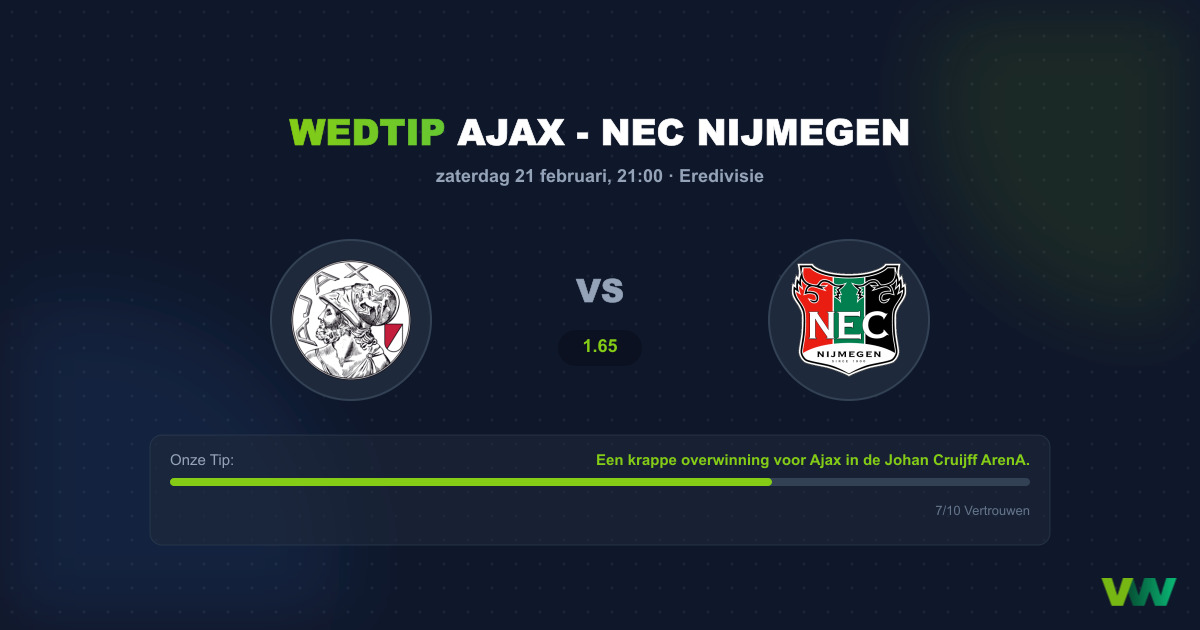 Wedtip: Ajax - NEC Nijmegen (21 februari - 21:00)