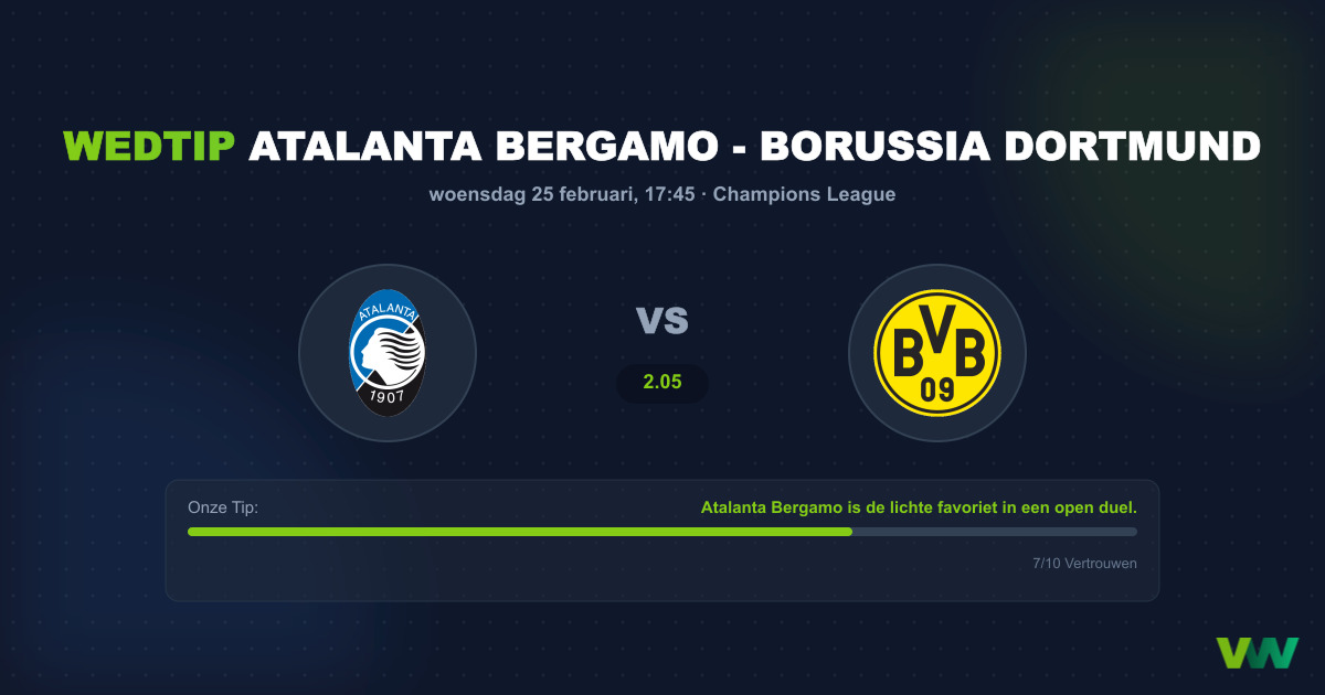 Wedtip: Atalanta Bergamo - Borussia Dortmund (25 februari - 18:45)
