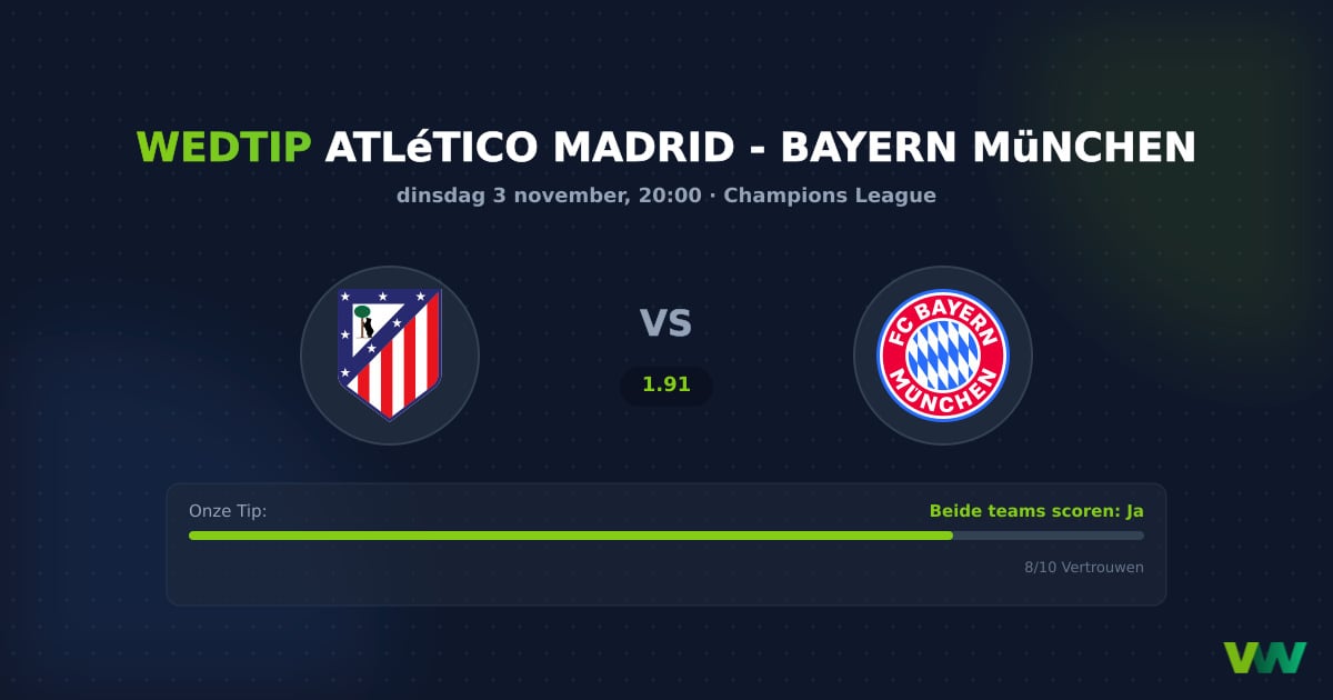 Atlético Madrid vs Bayern München: CL odd tipt op goals
