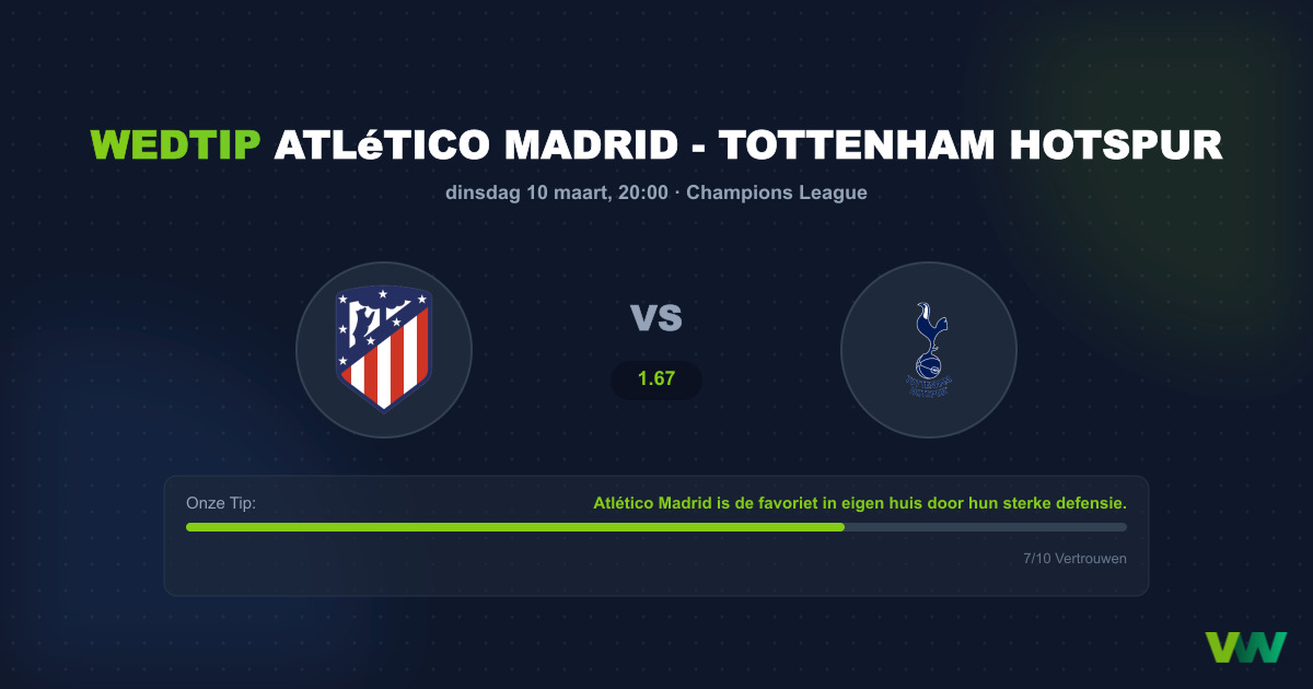 Voorspelling Atletico Madrid - Tottenham Hotspur (10 maart 2026)