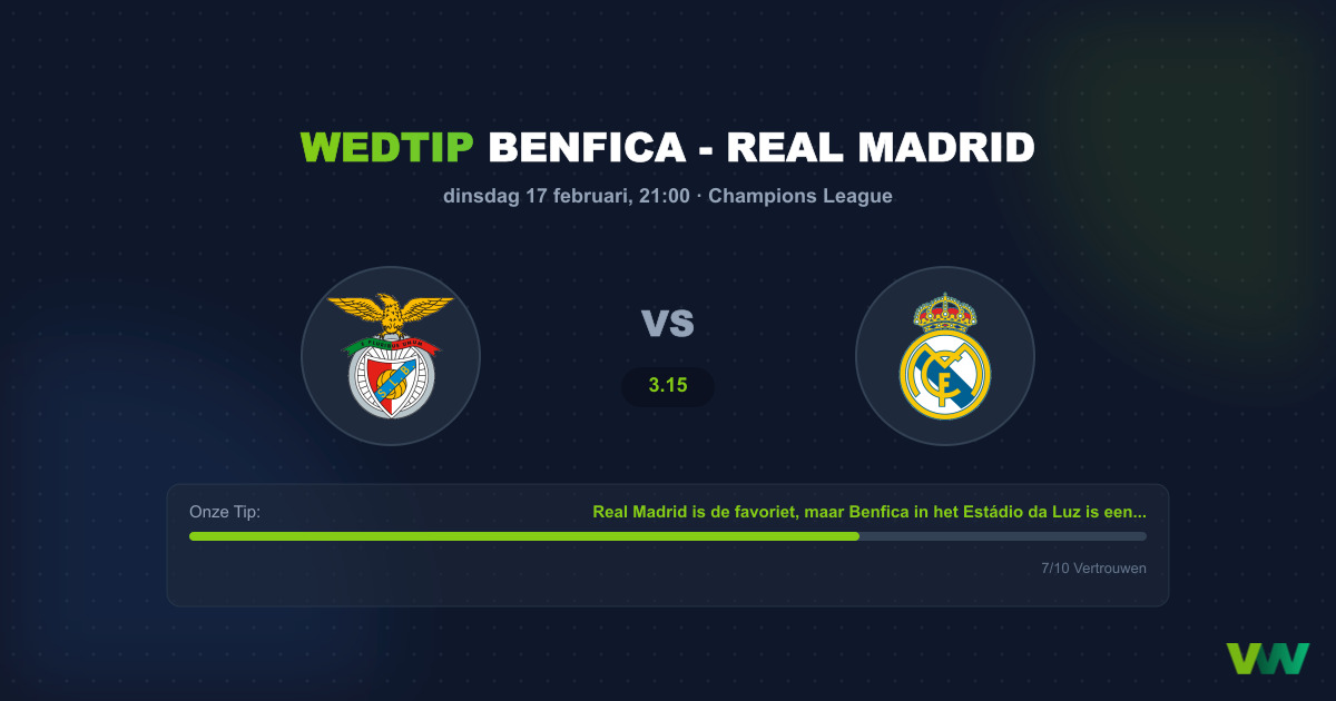 Wedtip: Benfica - Real Madrid (17 februari - 21:00)