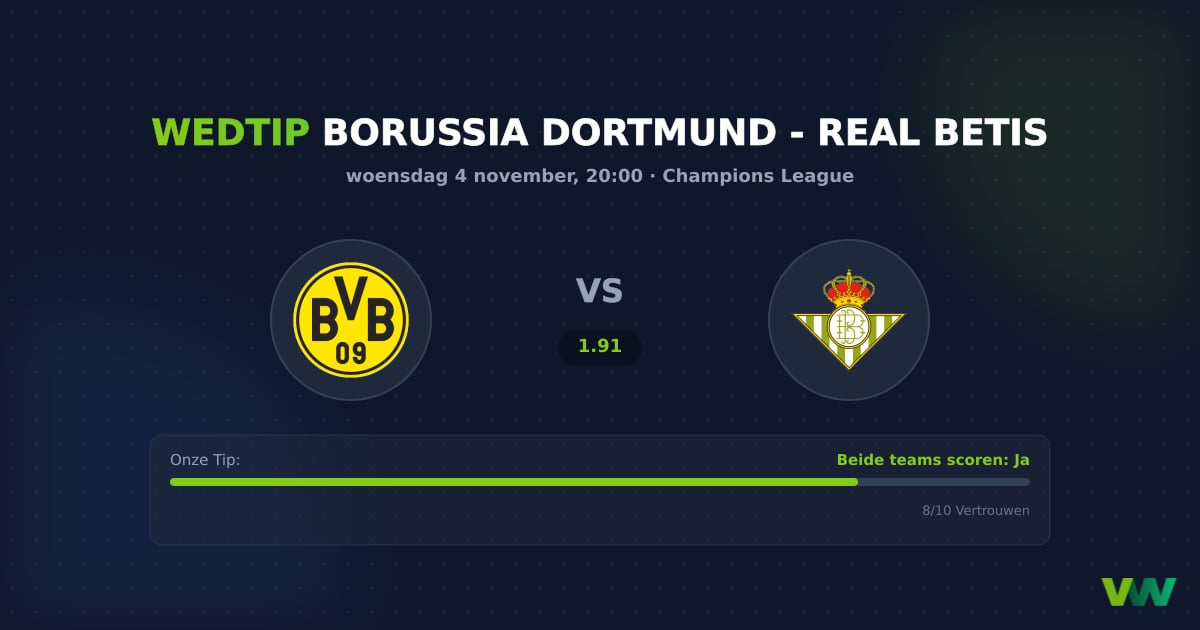 Borussia Dortmund vs Real Betis: CL-clash & BTTS tip