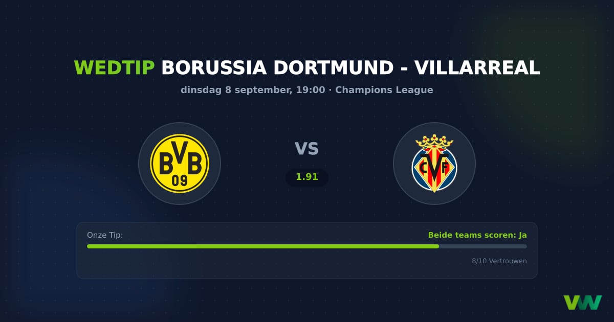 Borussia Dortmund vs Villarreal CL: BTTS als focus