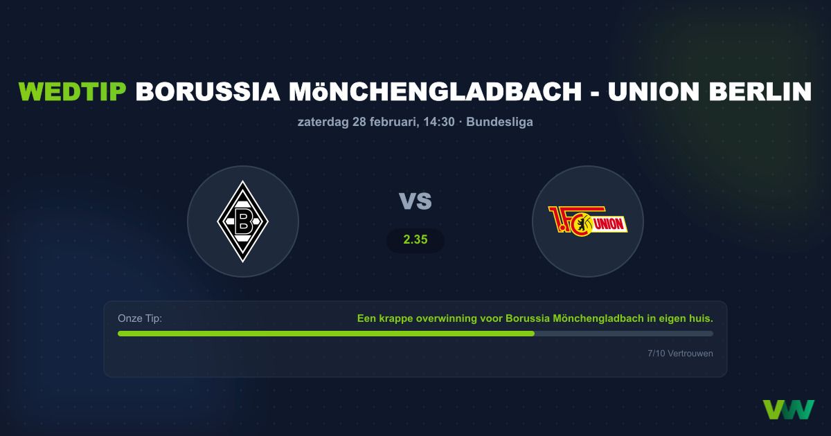 Wedtip: Borussia Mönchengladbach - Union Berlin (28 feb 2026)