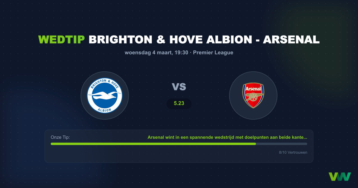 Voorspelling Brighton - Arsenal (4 maart 2026)