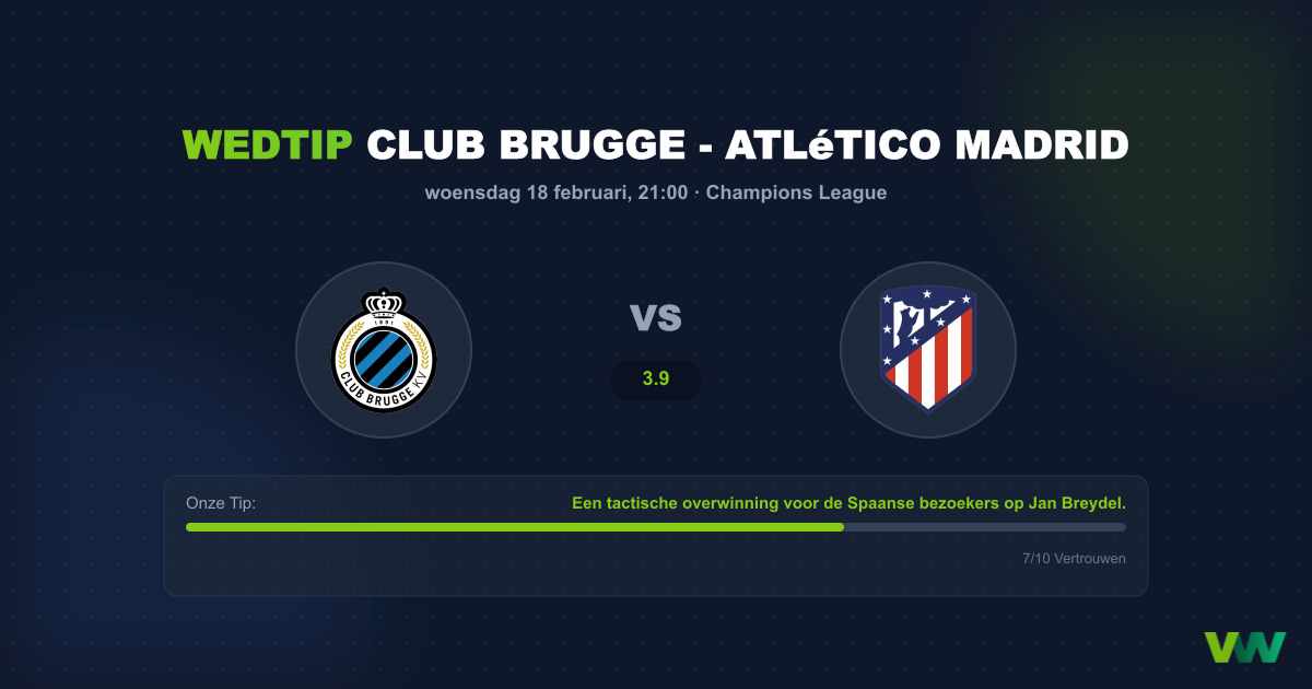 Wedtip: Club Brugge - Atlético Madrid (18 februari 2026 - 21:00)