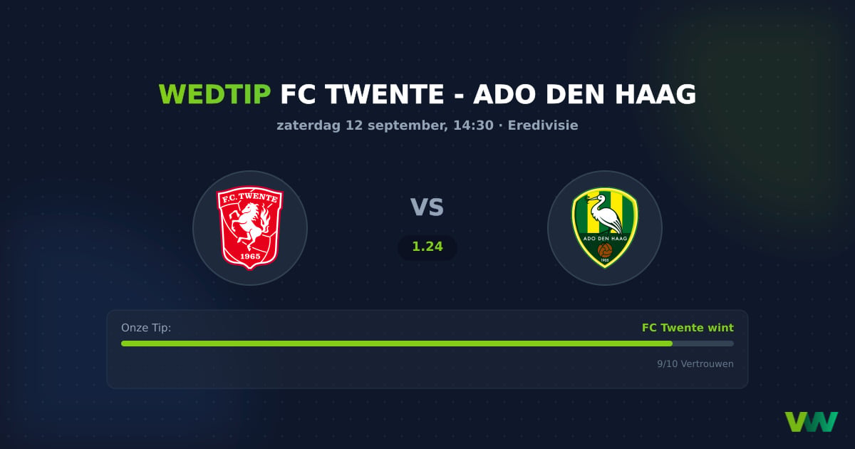 FC Twente vs ADO Den Haag: 1.24 odd toont Eredivisie gat