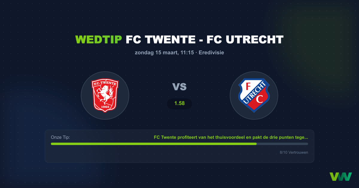 Wedtip: FC Twente - FC Utrecht (15 maart 2026)
