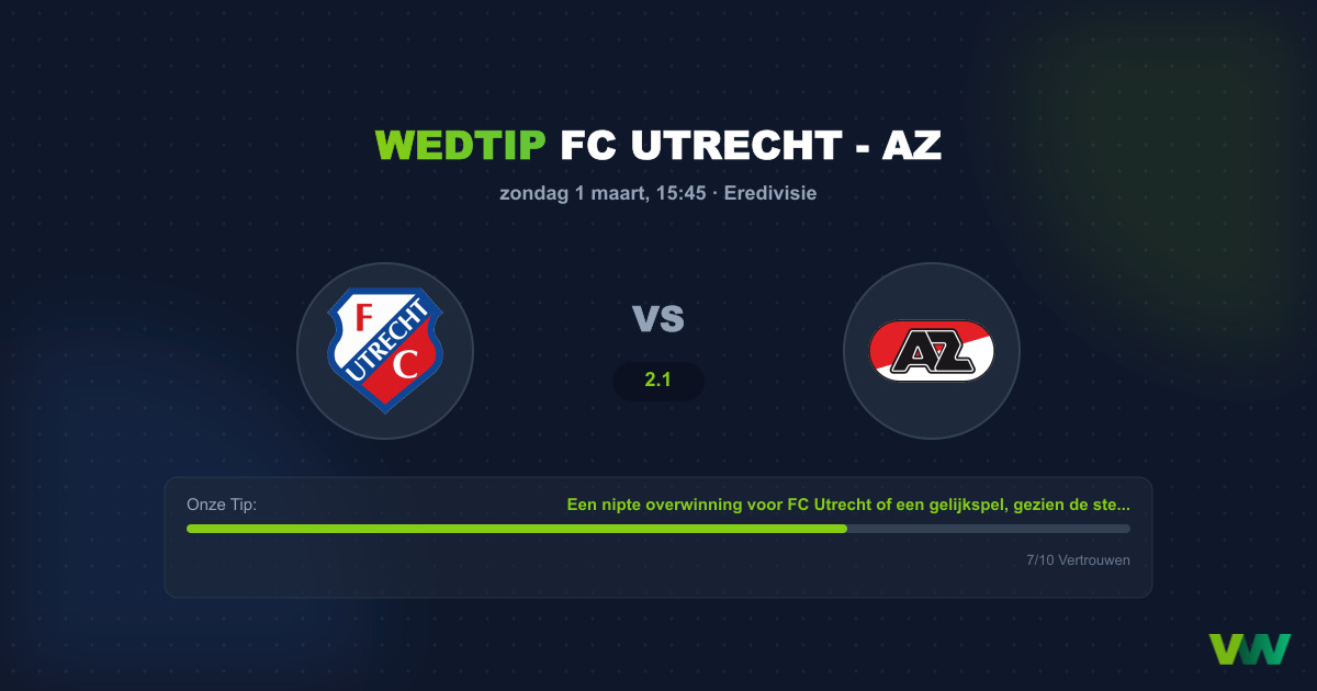 Wedtip: FC Utrecht - AZ Alkmaar | 1 Maart 2026 - 15:45