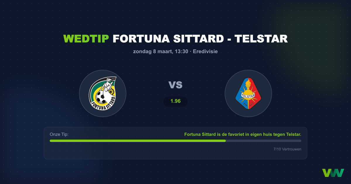 Voorspelling Fortuna Sittard - Telstar (8 maart 2026)