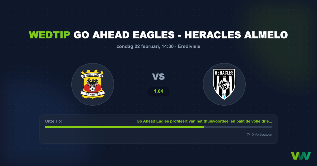 Wedtip: Go Ahead Eagles - Heracles Almelo (22 februari - 14:30)