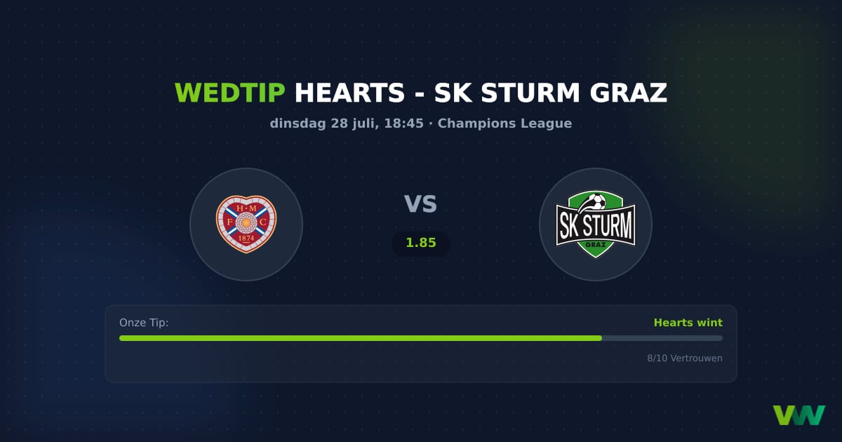 Hearts vs SK Sturm Graz: Koploper favoriet in CL