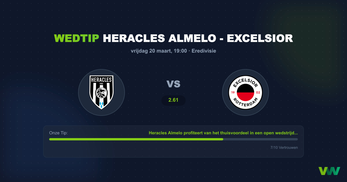 Wedtip Heracles Almelo - Excelsior (vrijdag 20 maart)