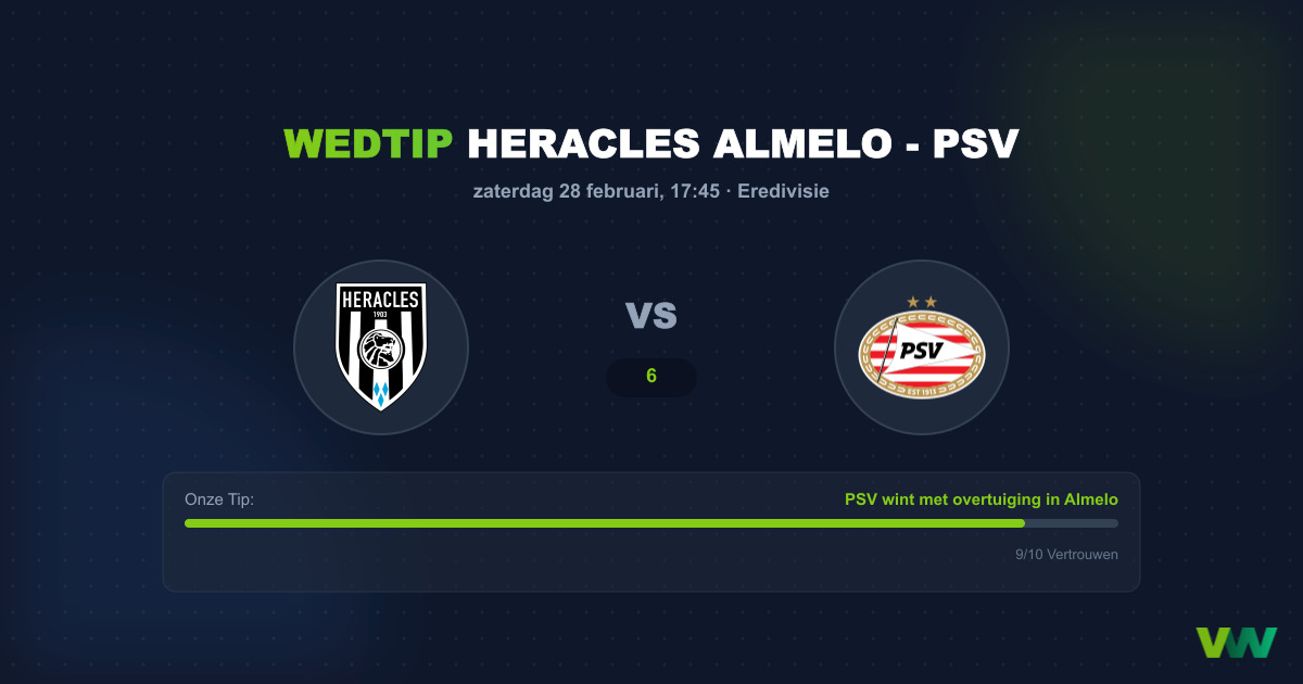 Wedtip: Heracles Almelo - PSV | 28 februari 2026 - 17:45