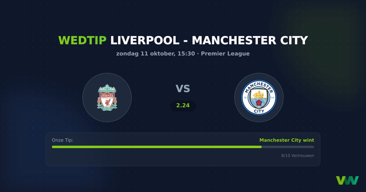 Liverpool vs Manchester City: PL-duel met City als favoriet