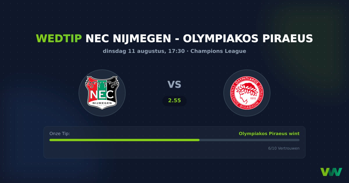 NEC Nijmegen vs Olympiakos Piraeus Champions League: Olympiakos licht favoriet