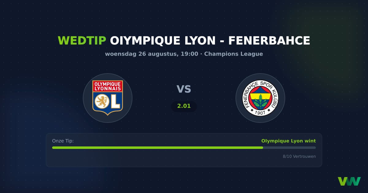 OIympique Lyon vs Fenerbahce CL: Lyon favoriet bij odd 2.01