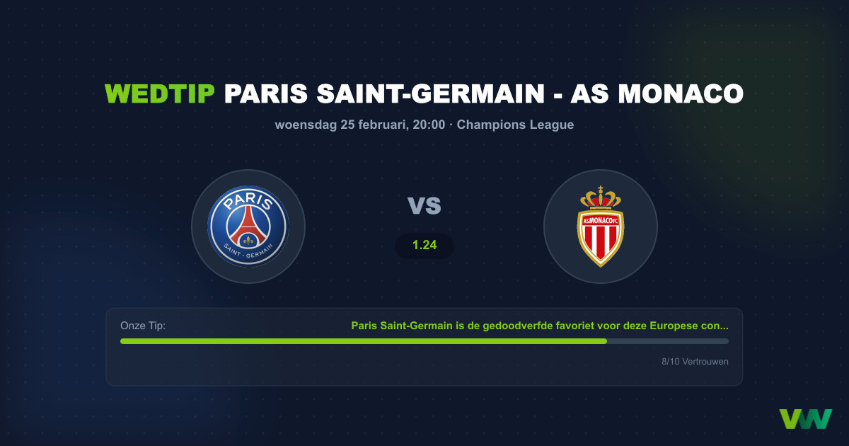 Wedtip: PSG - AS Monaco | 25 februari 2026 - 20:00