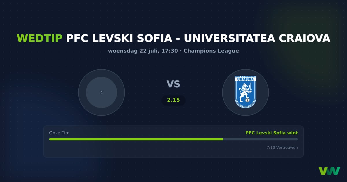 PFC Levski Sofia vs Universitatea Craiova CL: Odd Voordeel