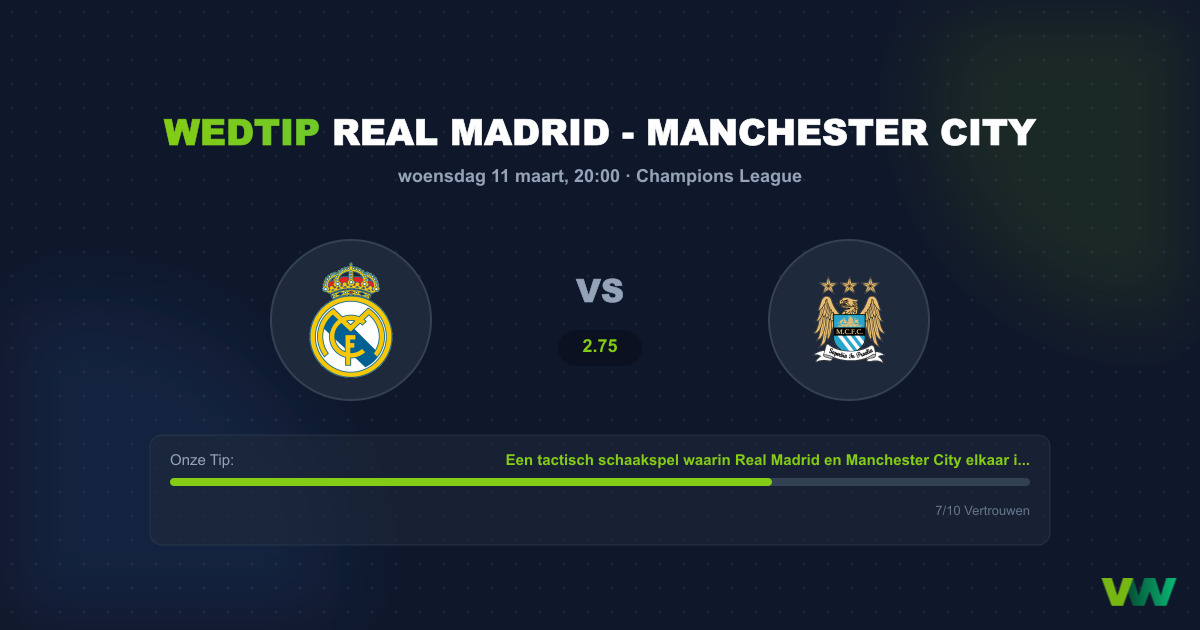 Voorspelling Real Madrid - Manchester City (11 maart 2026)