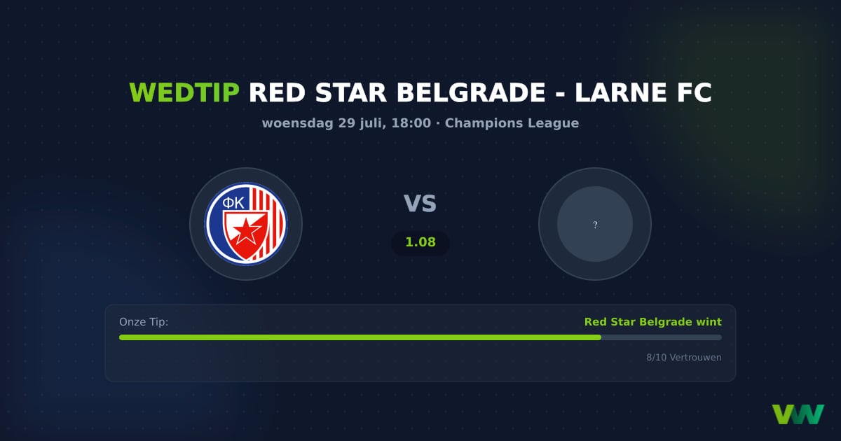 Red Star Belgrade vs Larne FC: CL-kwalificatie | Quote 1.08