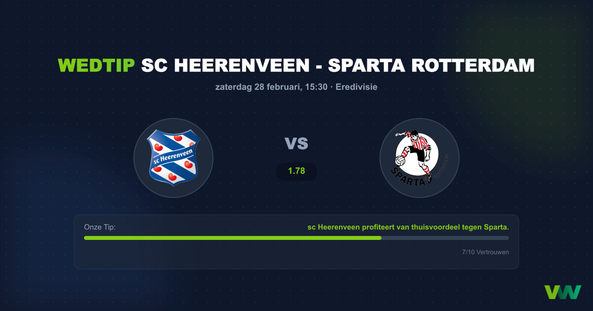 Wedtip: SC Heerenveen - Sparta Rotterdam (28 februari 2026 - 15:30)