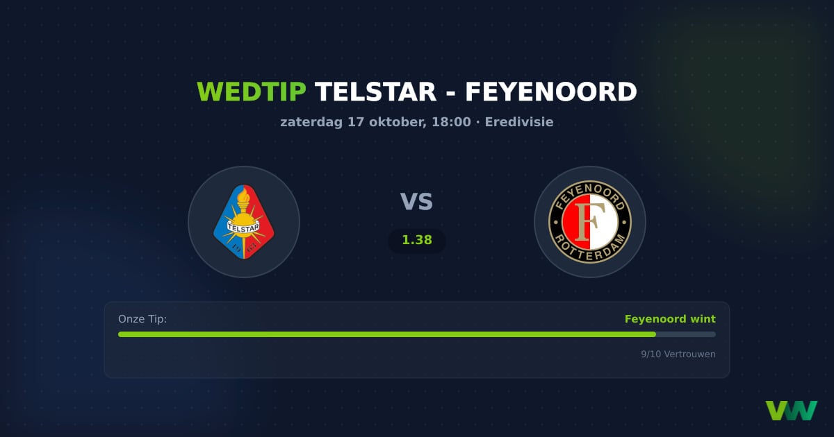 Telstar vs Feyenoord: Koploper Eredivisie is topfavoriet