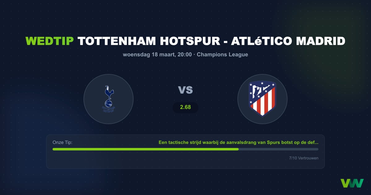 Wedtip Tottenham - Atlético (woensdag 18 maart)