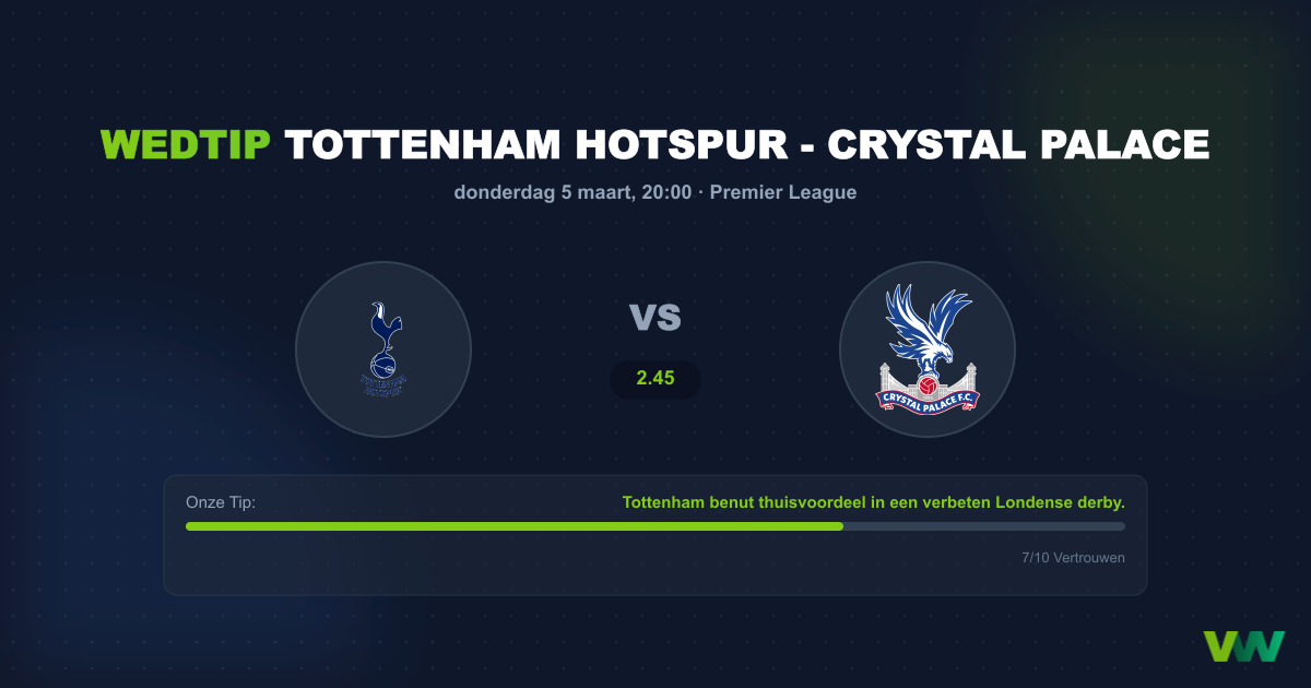 Voorspelling Tottenham - Crystal Palace (5 maart 2026)