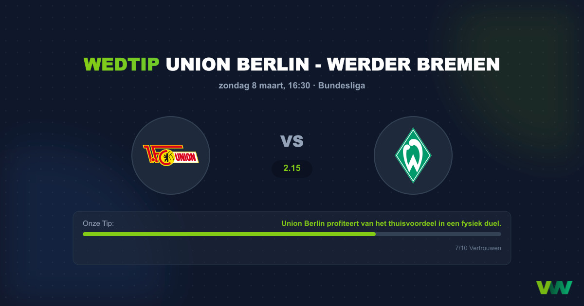 Voorspelling Union Berlin - Werder Bremen (8 maart 2026)