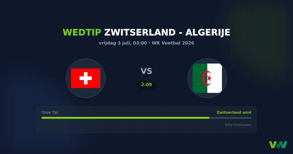 Zwitserland vs Algerije: Zwitsers favoriet op WK 2026