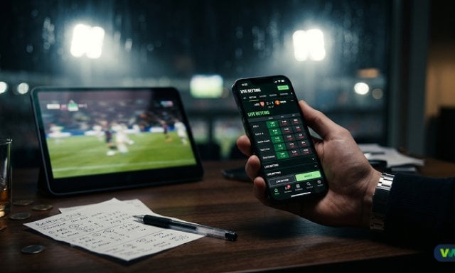 Live wedden op een smartphone tijdens de ontknoping van de laatste Eredivisie speelronde.