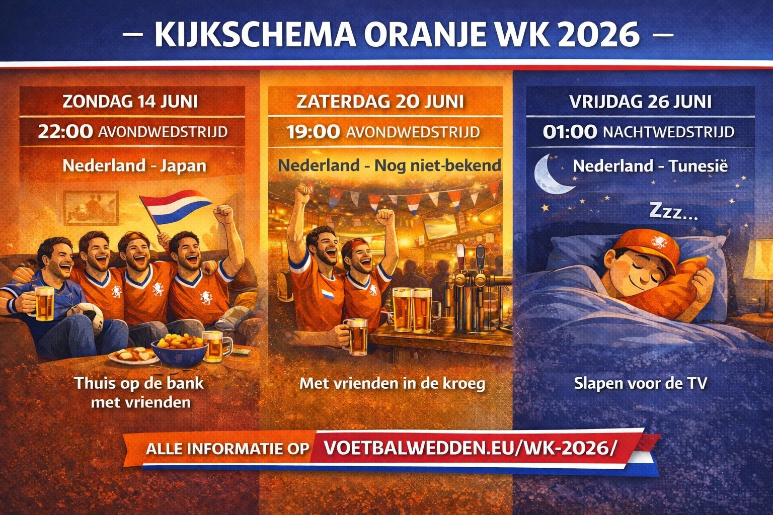 Wanneer speelt Nederland? WK 2026 Speelschema Nederlandse tijden