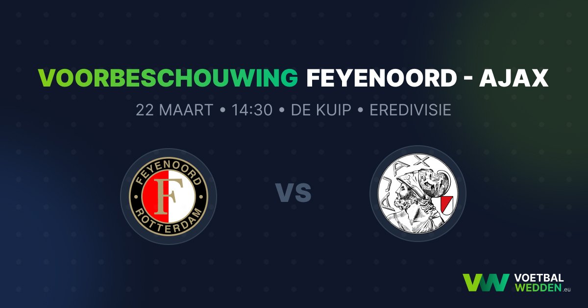 Voorbeschouwing Feyenoord - Ajax (Zondag 22 Maart - Eredivisie)