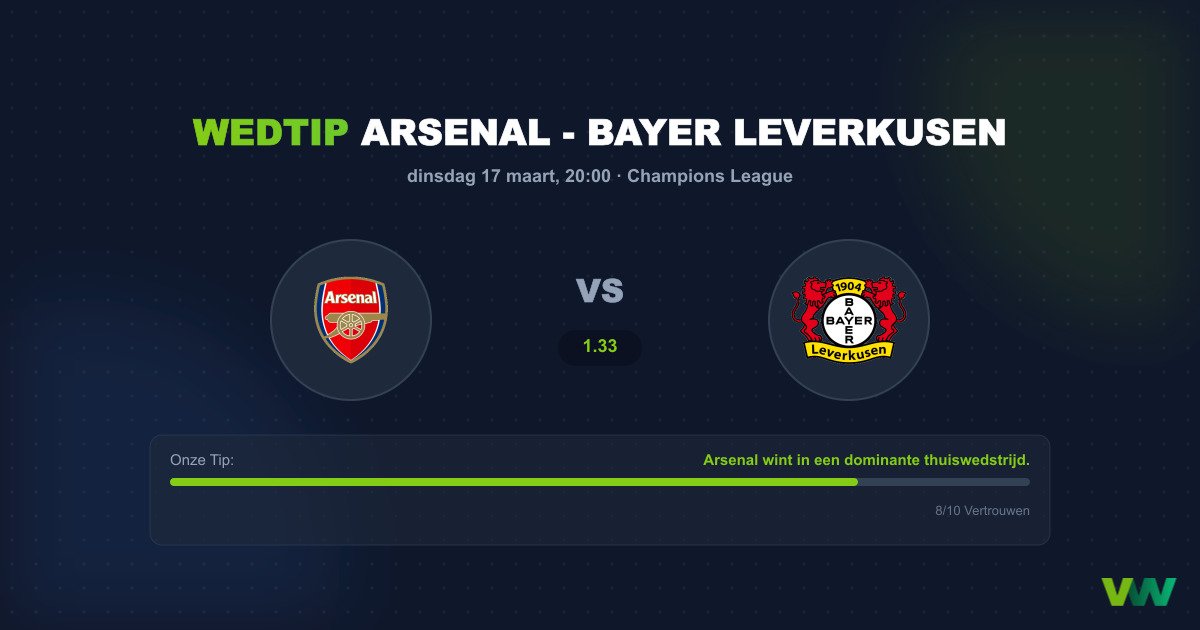 Wedtip Arsenal - Bayer Leverkusen (dinsdag 17 maart)
