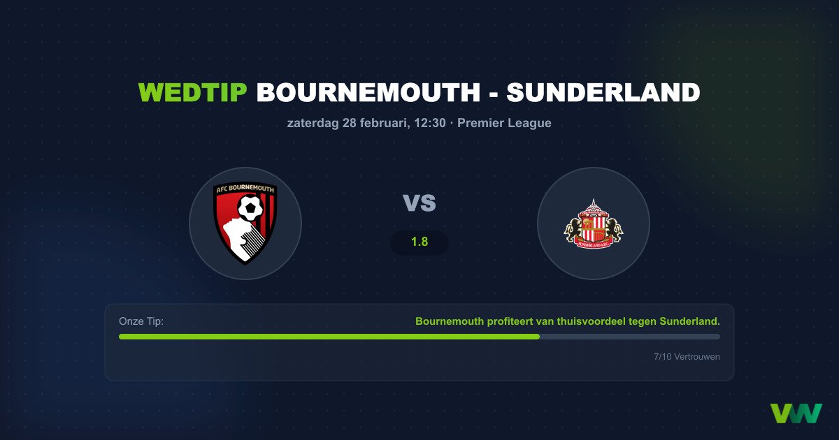 Bournemouth vs Sunderland: Analyse en Wedtips 2026