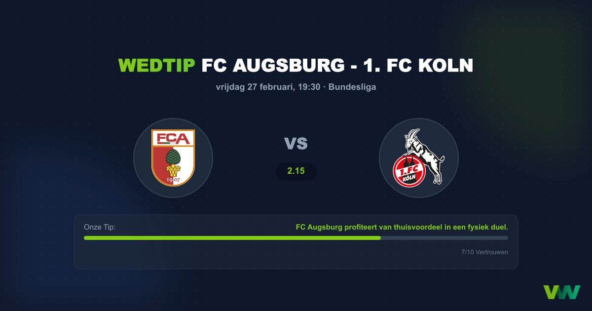 Voorspelling: FC Augsburg - FC Koln (27 februari 2026 - 19:30)