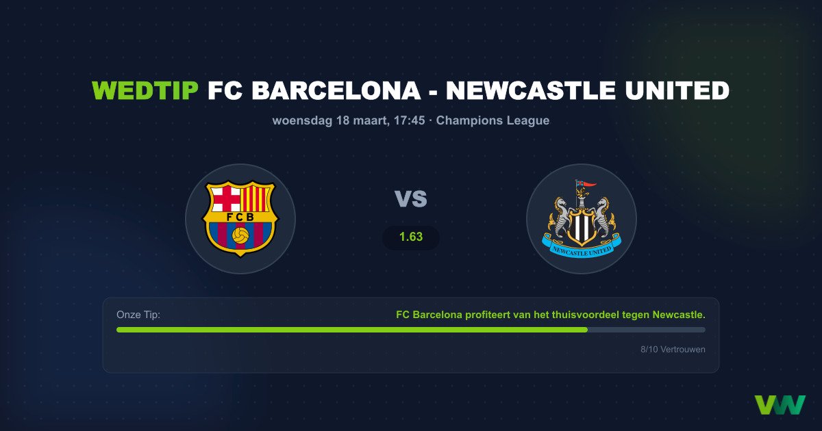 Wedtip FC Barcelona - Newcastle United (woensdag 18 maart)