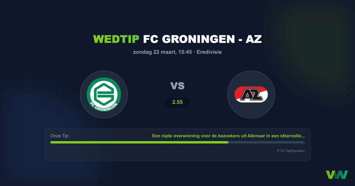 Wedtip FC Groningen - AZ (22 maart - 15:45)