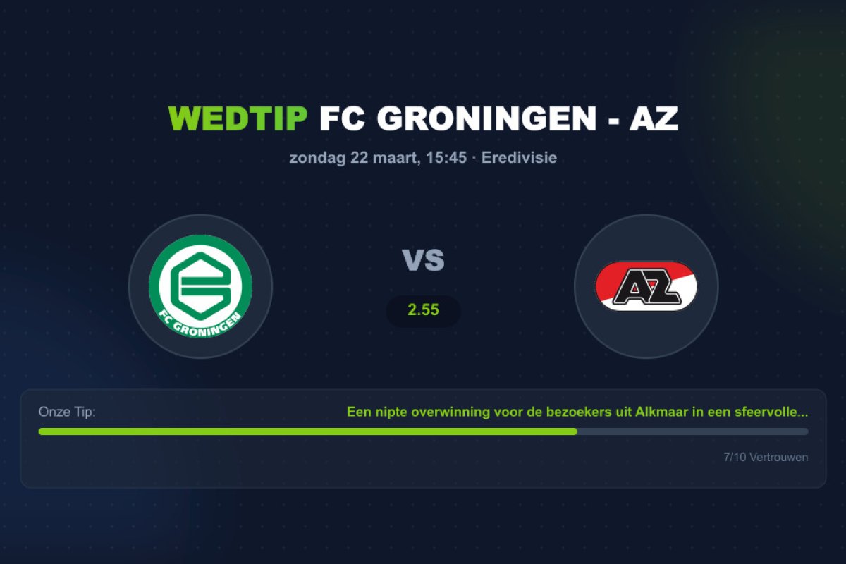 Wedtip FC Groningen - AZ (22 maart - 15:45)