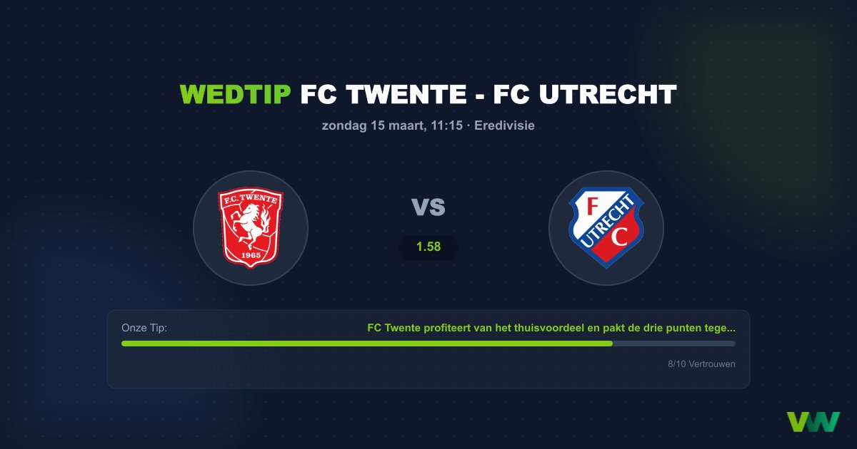 Wedtip: FC Twente - FC Utrecht (15 maart 2026)