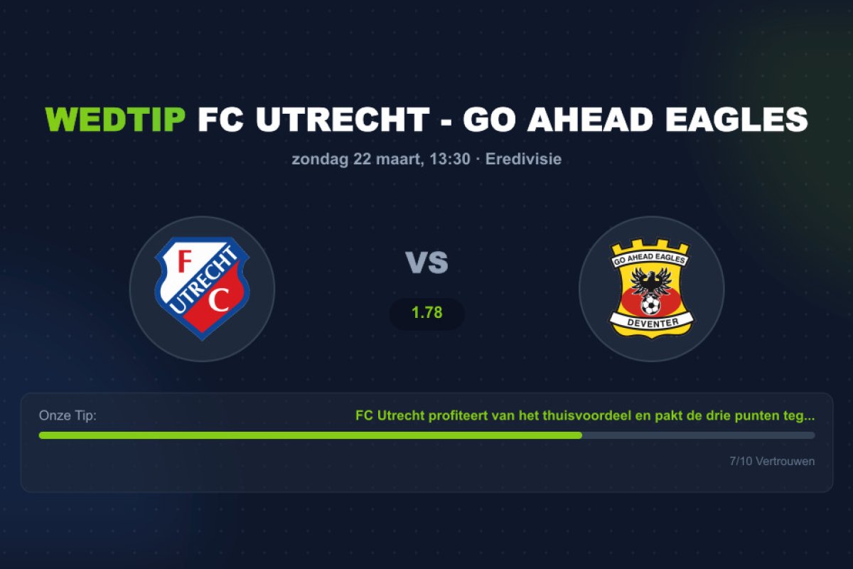 Wedtip FC Utrecht - Go Ahead Eagles (zondag 22 maart)