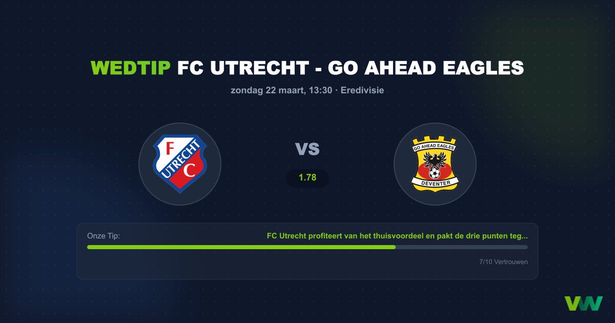 Wedtip FC Utrecht - Go Ahead Eagles (zondag 22 maart)