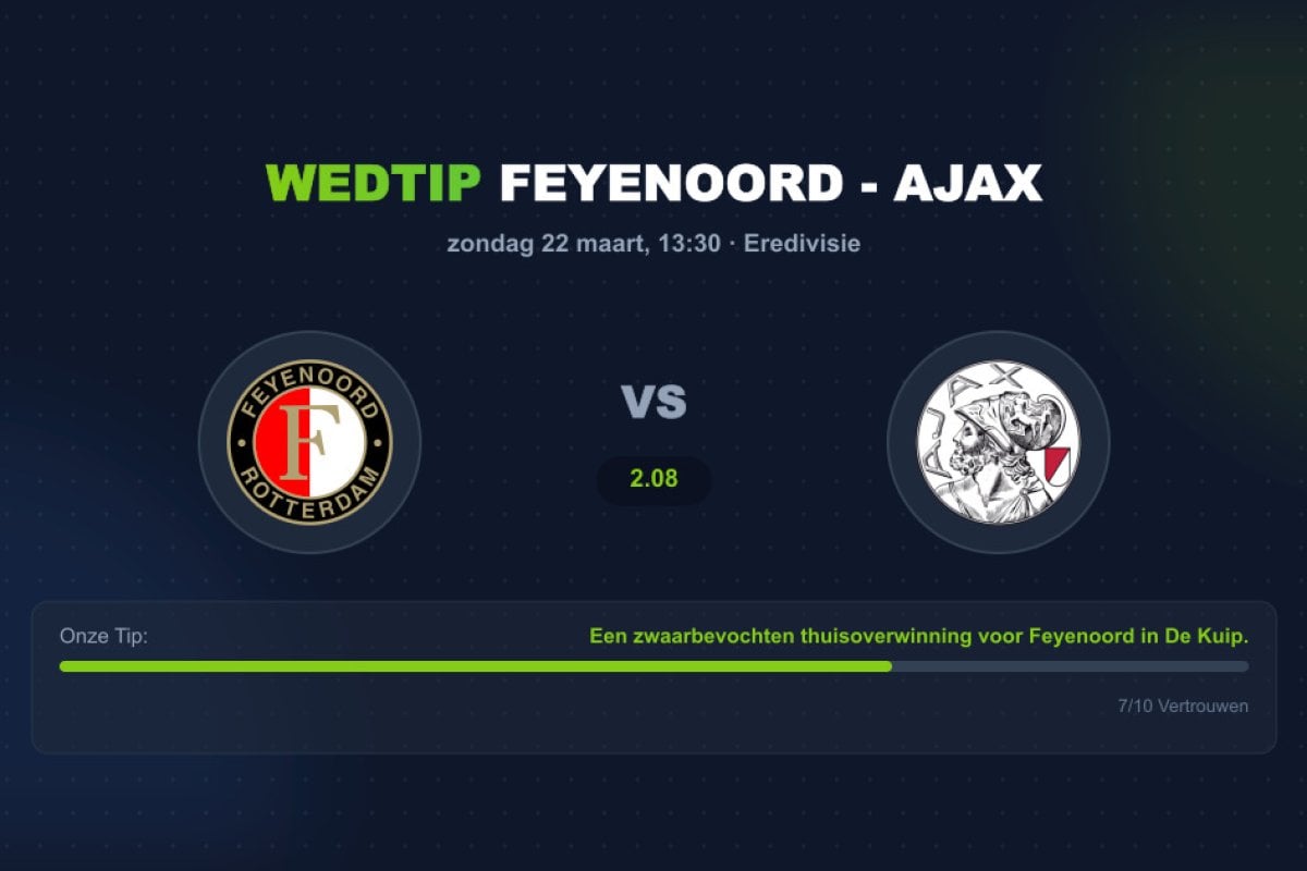 Wedtip Feyenoord - Ajax (zondag 22 maart)