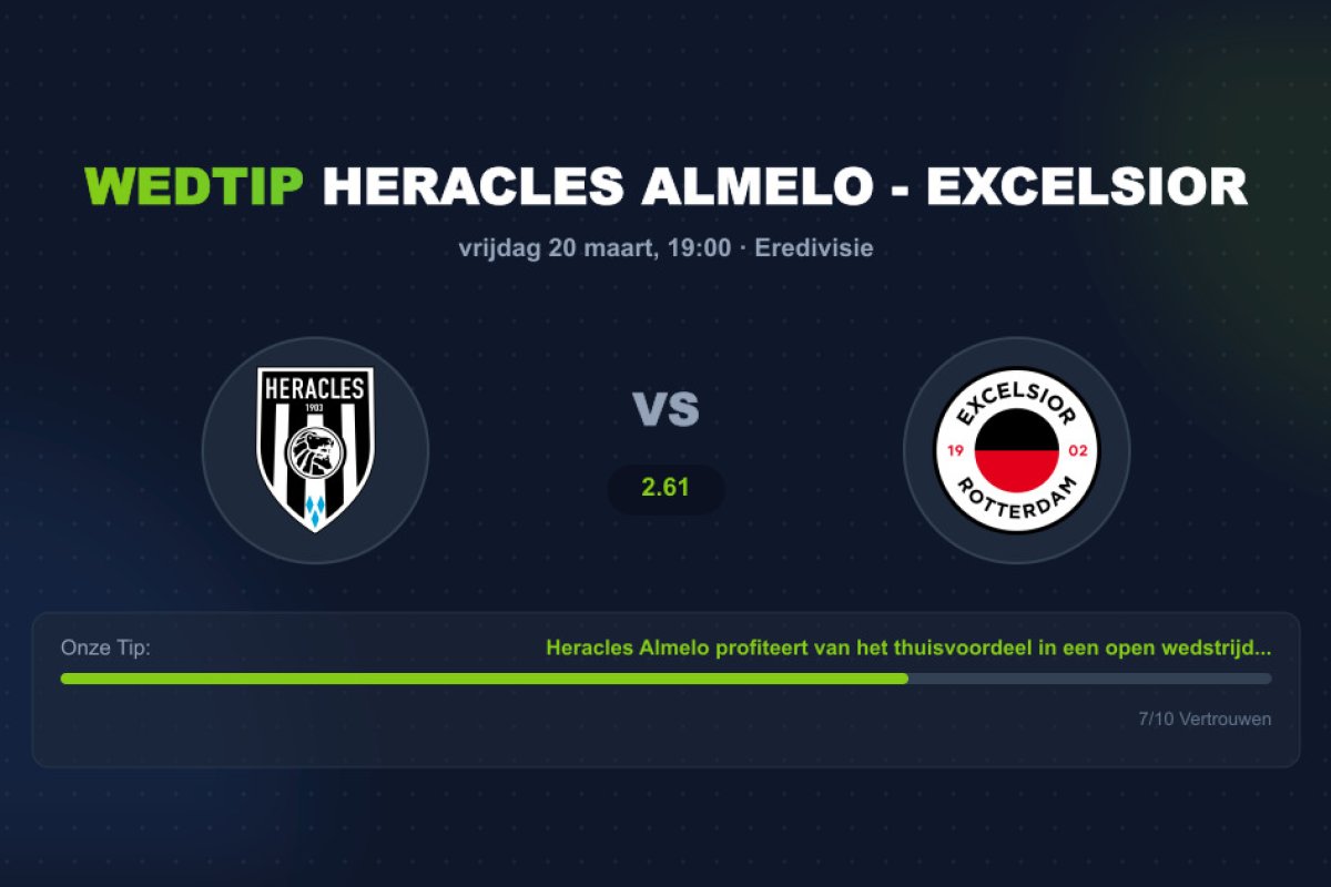 Wedtip Heracles Almelo - Excelsior (vrijdag 20 maart)