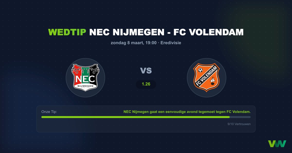 Voorspelling NEC Nijmegen - FC Volendam (8 maart 2026)