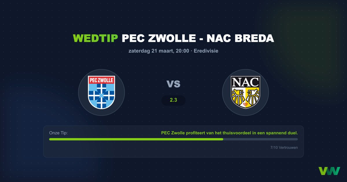 Wedtip PEC Zwolle - NAC Breda (zaterdag 21 maart)
