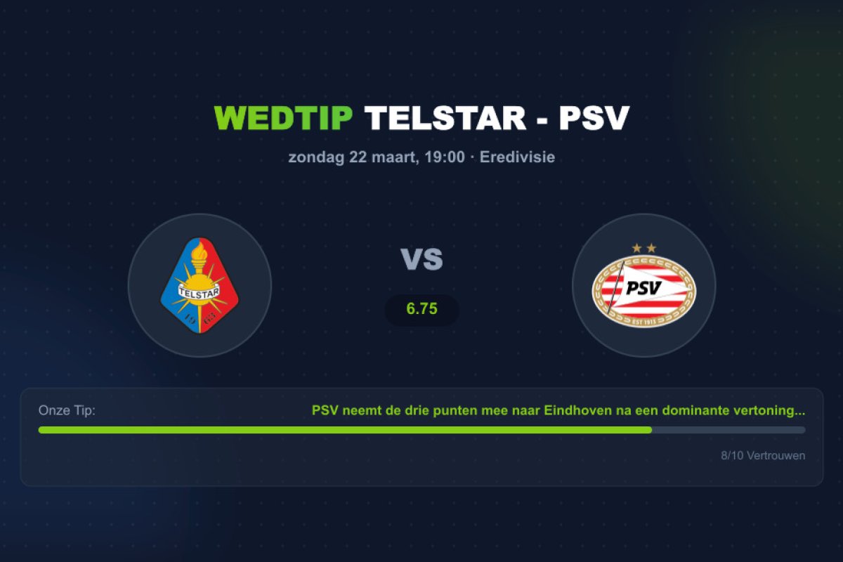 Wedtip Telstar - PSV (zondag 22 maart)