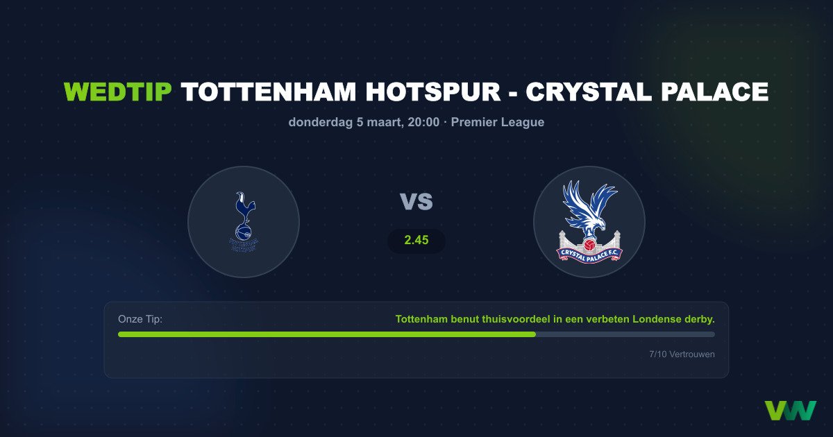 Voorspelling Tottenham - Crystal Palace (5 maart 2026)