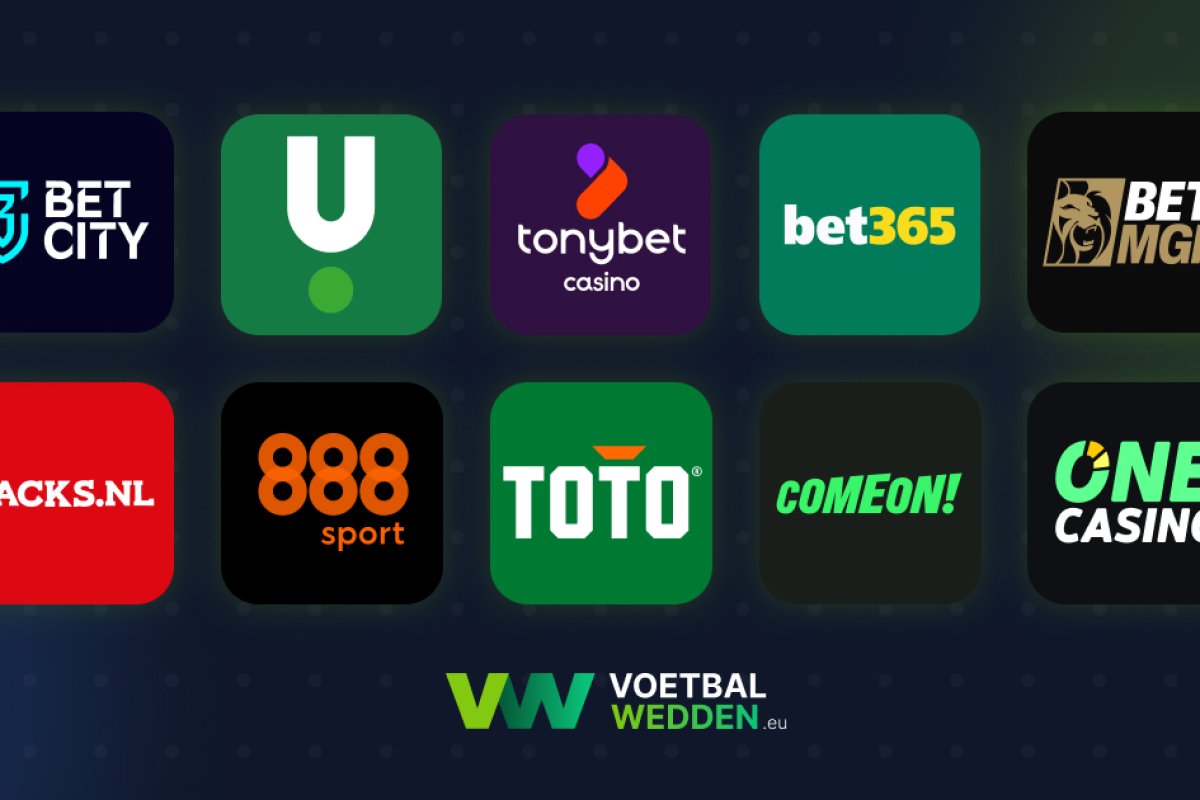 Overzicht van logo's van diverse legale online bookmakers in Nederland.